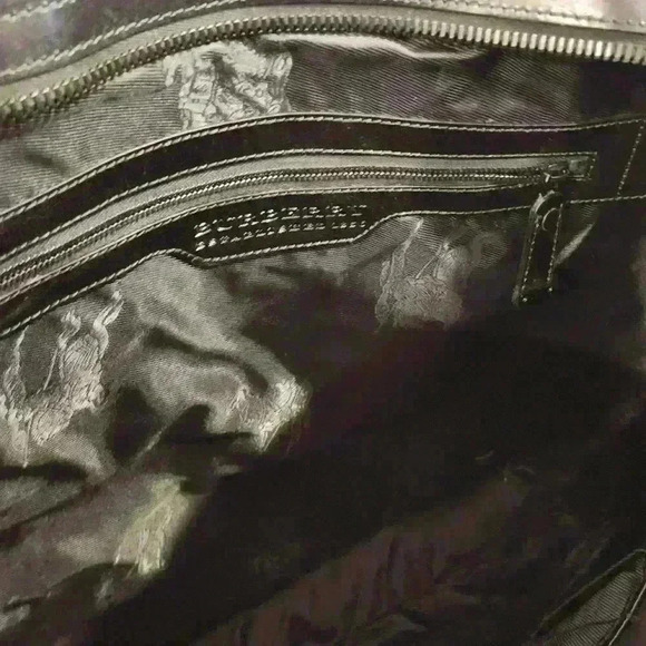 SOLD!! Burberry Men's Black Glazed Leather Studded Tote $1330 - Picture 6 of 16